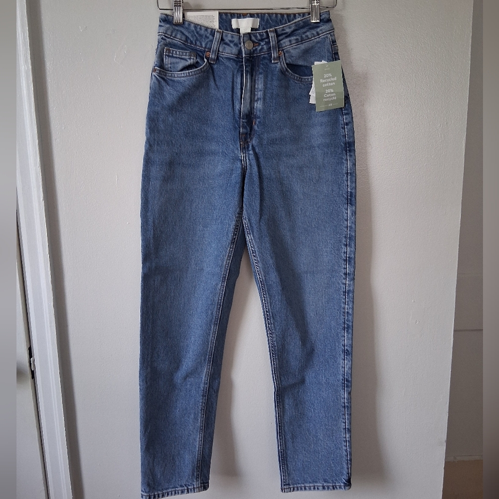 H&M Blue Mom Jeans High Waist Cotton